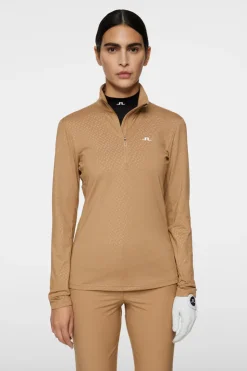 Golf|Base & Mid Layers<J.Lindeberg Lauryn Quarter Zip Mid Layer TigersEye