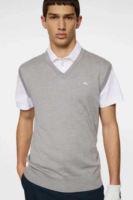 Golf|Knitwear<J.Lindeberg Liam Knitted Vest LightGreyMelange