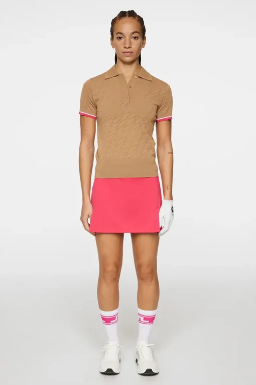 Golf|Knitwear<J.Lindeberg Lomi Knitted Polo Shirt TigersEye