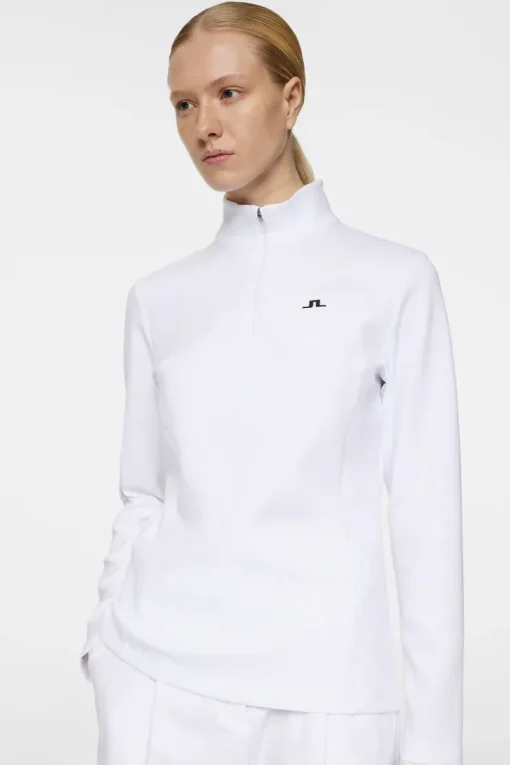 Golf|Base & Mid Layers<J.Lindeberg Lorelei Quarter Zip Mid Layer White