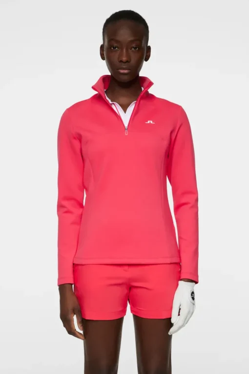 Golf|Base & Mid Layers<J.Lindeberg Lorelei Quarter Zip Mid Layer Azalea