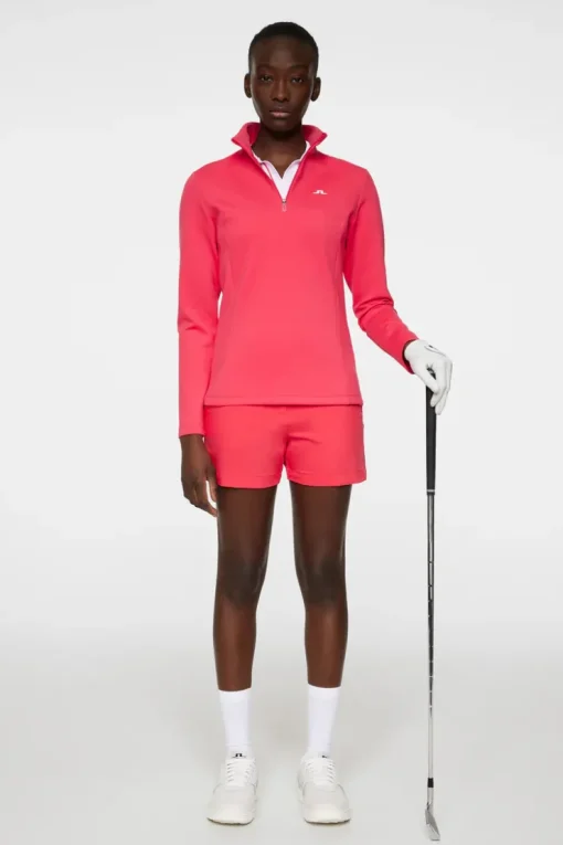 Golf|Base & Mid Layers<J.Lindeberg Lorelei Quarter Zip Mid Layer Azalea