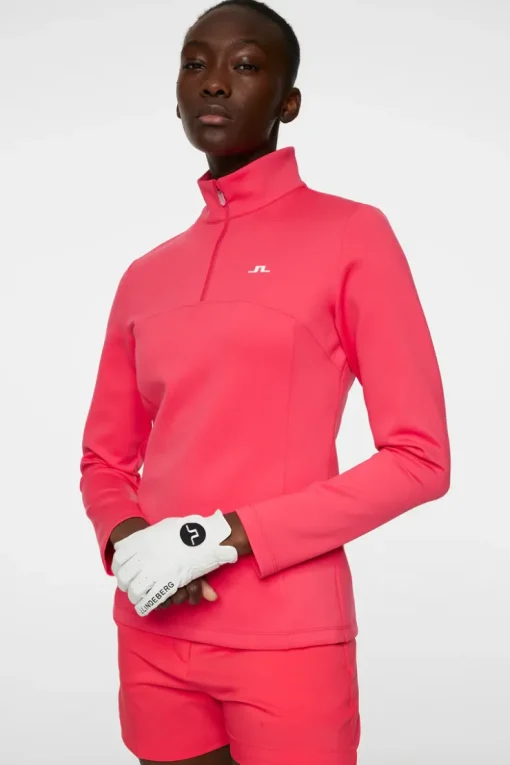 Golf|Base & Mid Layers<J.Lindeberg Lorelei Quarter Zip Mid Layer Azalea