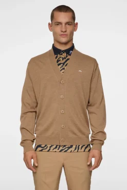 Golf|Knitwear<J.Lindeberg Lucas Knitted Cardigan TigersEye