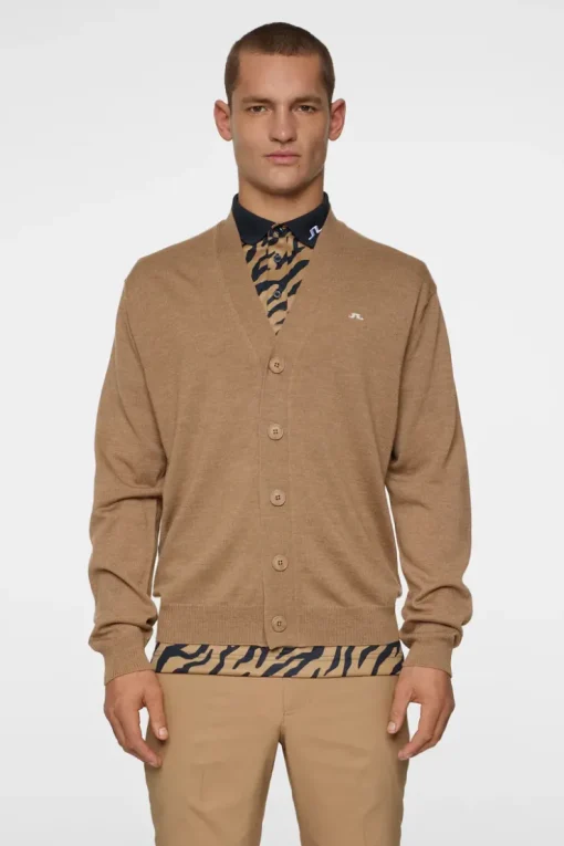 Golf|Knitwear<J.Lindeberg Lucas Knitted Cardigan TigersEye