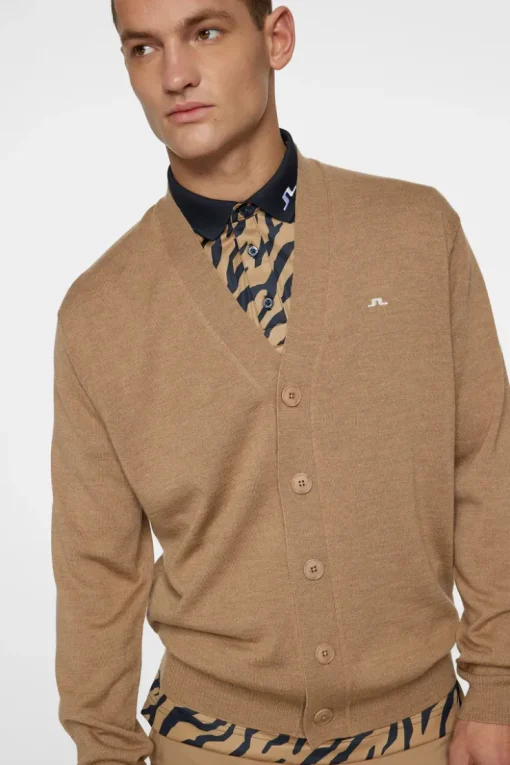 Golf|Knitwear<J.Lindeberg Lucas Knitted Cardigan TigersEye