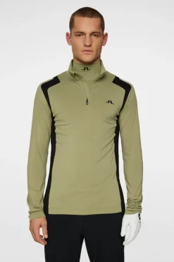 Golf|Base & Mid Layers<J.Lindeberg Lukas Quarter Zip Mid Layer OilGreen