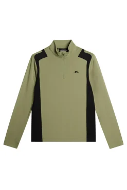 Golf|Base & Mid Layers<J.Lindeberg Lukas Quarter Zip Mid Layer OilGreen