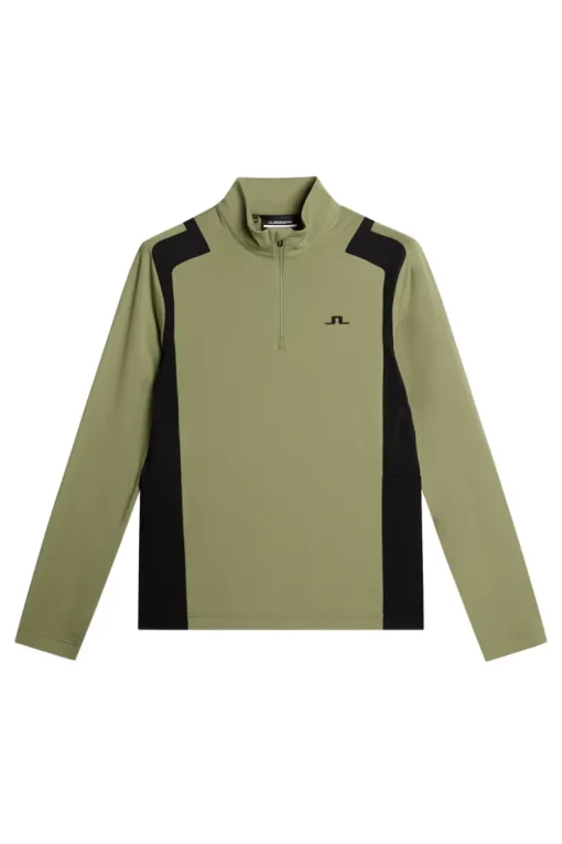 Golf|Base & Mid Layers<J.Lindeberg Lukas Quarter Zip Mid Layer OilGreen