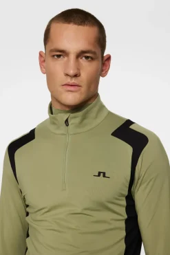Golf|Base & Mid Layers<J.Lindeberg Lukas Quarter Zip Mid Layer OilGreen