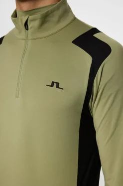 Golf|Base & Mid Layers<J.Lindeberg Lukas Quarter Zip Mid Layer OilGreen