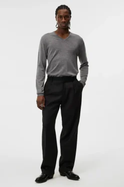 Tops|Knitwear<J.Lindeberg Lymann Merino V-neck Sweater GreyMelange