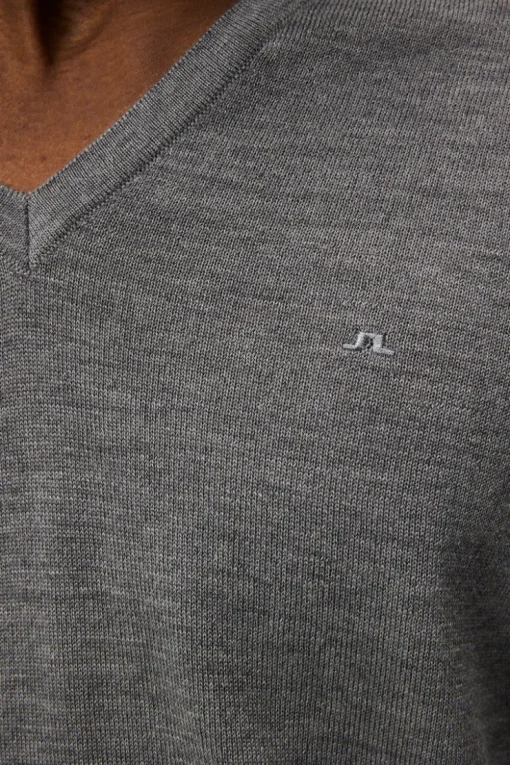 Tops|Knitwear<J.Lindeberg Lymann Merino V-neck Sweater GreyMelange