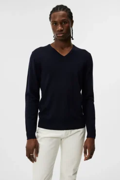 Knitwear|Tops<J.Lindeberg Lymann Merino V-neck Sweater Navy