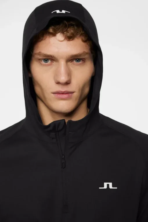 Golf|Base & Mid Layers<J.Lindeberg Mario Quarter Zip Hood Black