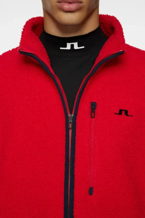 Ski|Base & Mid Layers<J.Lindeberg Peter Pile Jacket BarbadosCherry