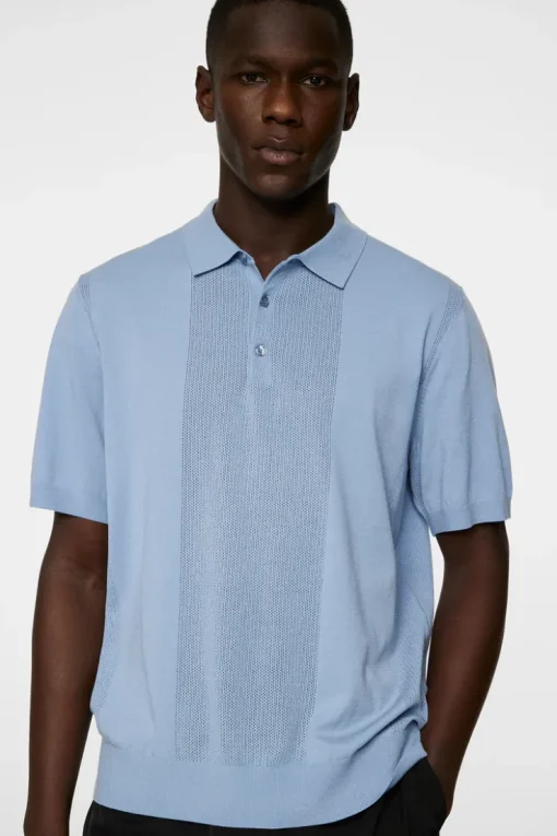 Polo Shirts|Knitwear<J.Lindeberg Reymond Solid Stripe Polo RainWashed