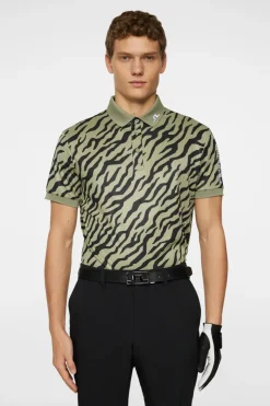 Golf|Polo Shirts<J.Lindeberg Tour Tech Print Polo TourTigerOliveM