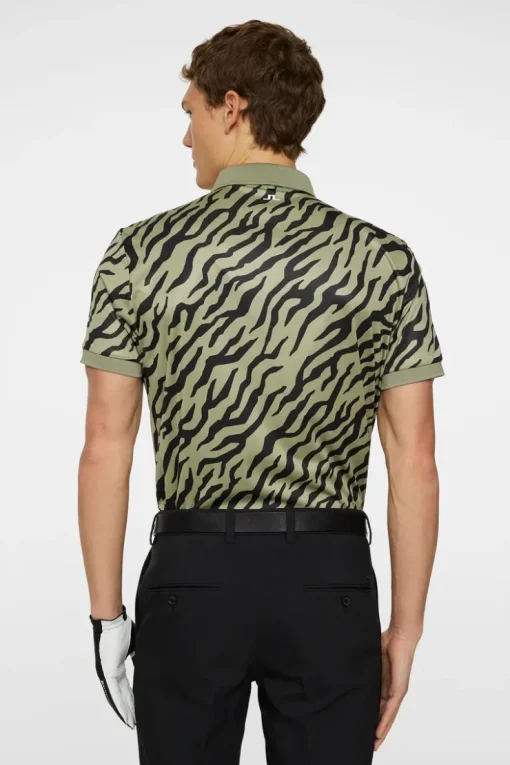 Golf|Polo Shirts<J.Lindeberg Tour Tech Print Polo TourTigerOliveM