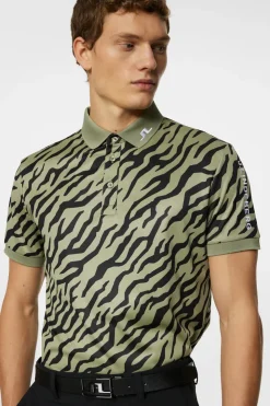 Golf|Polo Shirts<J.Lindeberg Tour Tech Print Polo TourTigerOliveM