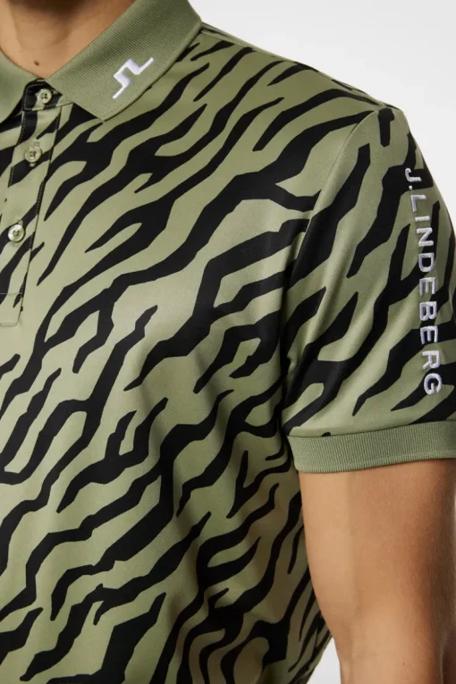 Golf|Polo Shirts<J.Lindeberg Tour Tech Print Polo TourTigerOliveM