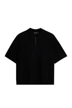 Polo Shirts|Knitwear<J.Lindeberg Tyler Quarter Zip Knit Polo Black