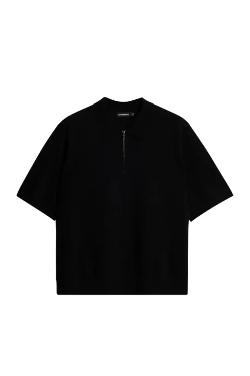 Polo Shirts|Knitwear<J.Lindeberg Tyler Quarter Zip Knit Polo Black