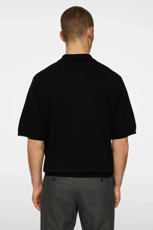 Polo Shirts|Knitwear<J.Lindeberg Tyler Quarter Zip Knit Polo Black