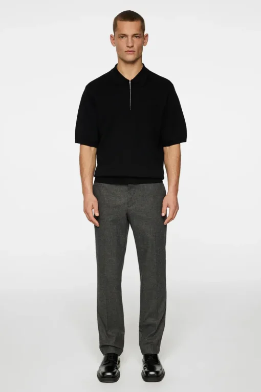 Polo Shirts|Knitwear<J.Lindeberg Tyler Quarter Zip Knit Polo Black