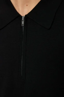 Polo Shirts|Knitwear<J.Lindeberg Tyler Quarter Zip Knit Polo Black