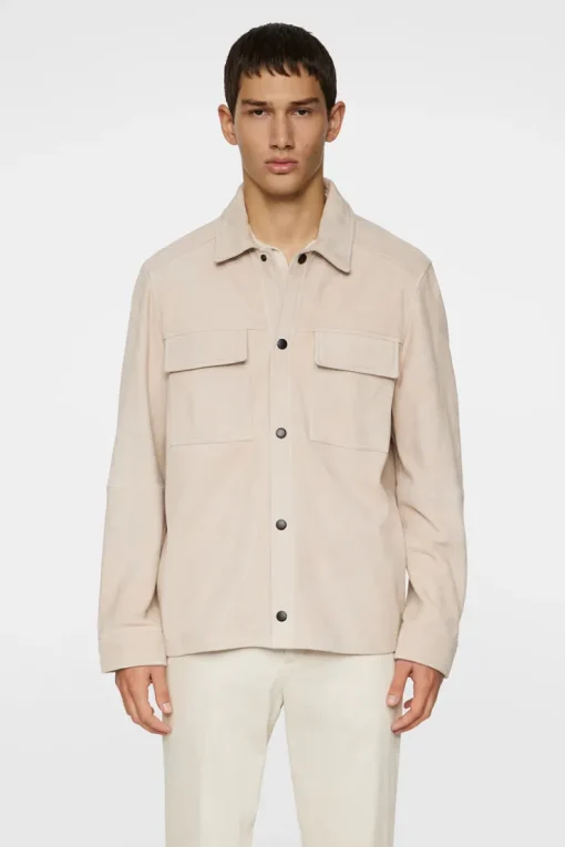 Jackets|Outerwear<J.Lindeberg Wilden Suede Overshirt Moonbeam