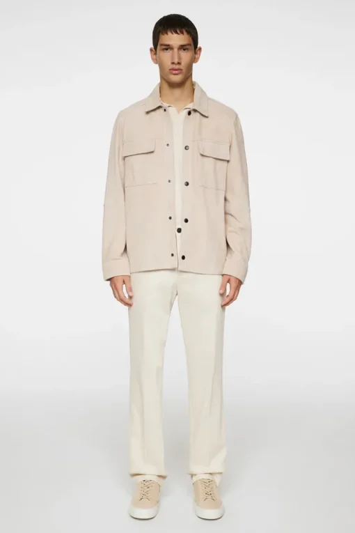 Jackets|Outerwear<J.Lindeberg Wilden Suede Overshirt Moonbeam