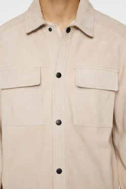 Jackets|Outerwear<J.Lindeberg Wilden Suede Overshirt Moonbeam