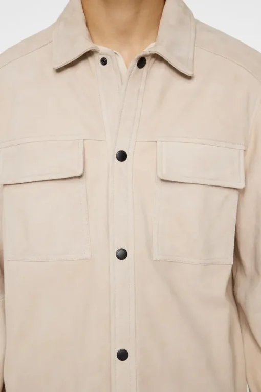 Jackets|Outerwear<J.Lindeberg Wilden Suede Overshirt Moonbeam